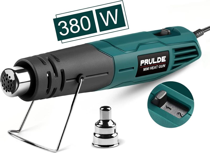 NEU MASTER PRULDE Mini Heat Gun 2-Temp 480°F-850°F (250°C-450°C) Hot Air Gun Tool with 6.56Ft UL Cord & Reflector Nozzle for Crafting, Shrink Tubing, Vinyl Wrap, Candle Making, Embossing, Epoxy Resin - Image 1